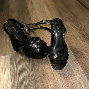 ALDO Black Snakeskin Heels